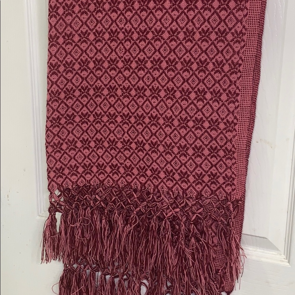 Wrap & Scarf in One - Burgundy with pattern